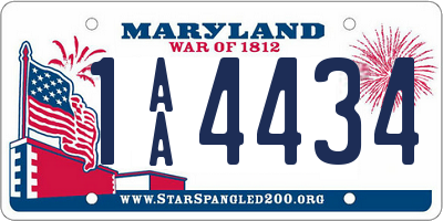 MD license plate 1AA4434