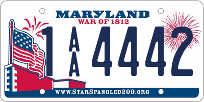 MD license plate 1AA4442