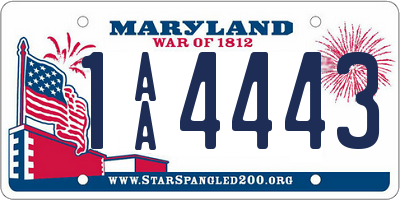 MD license plate 1AA4443