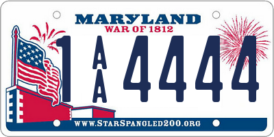 MD license plate 1AA4444