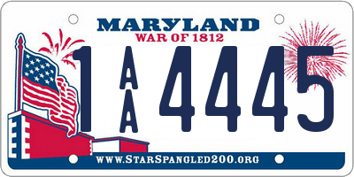 MD license plate 1AA4445