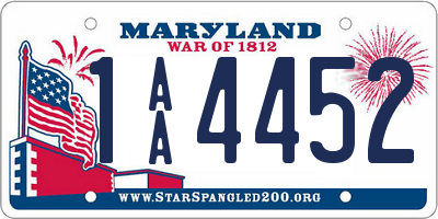 MD license plate 1AA4452