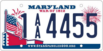 MD license plate 1AA4455