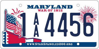 MD license plate 1AA4456