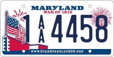 MD license plate 1AA4458