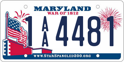 MD license plate 1AA4481