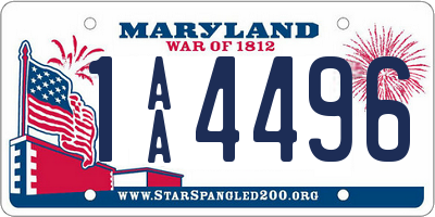 MD license plate 1AA4496