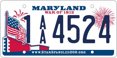 MD license plate 1AA4524