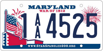 MD license plate 1AA4525