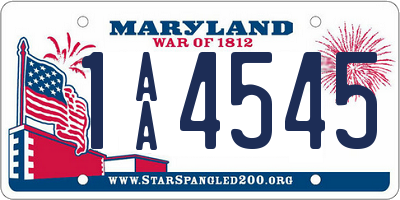 MD license plate 1AA4545