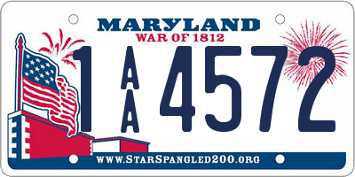 MD license plate 1AA4572