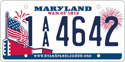 MD license plate 1AA4642