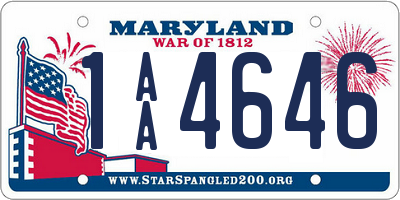 MD license plate 1AA4646
