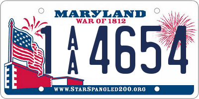 MD license plate 1AA4654