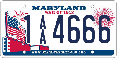 MD license plate 1AA4666