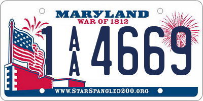 MD license plate 1AA4669