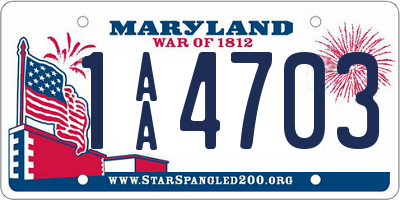 MD license plate 1AA4703