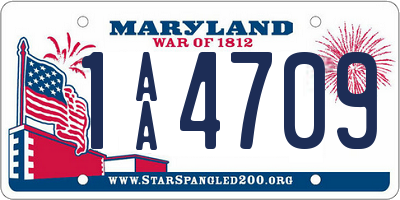 MD license plate 1AA4709