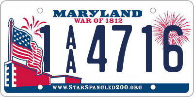 MD license plate 1AA4716