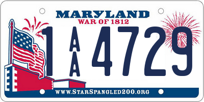 MD license plate 1AA4729