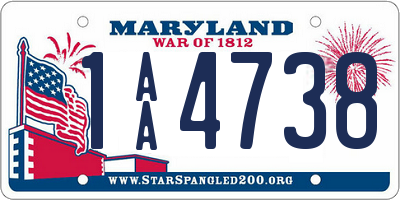 MD license plate 1AA4738