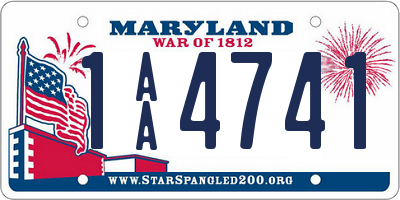 MD license plate 1AA4741