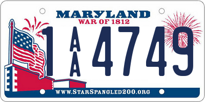 MD license plate 1AA4749