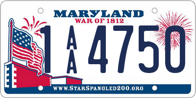 MD license plate 1AA4750