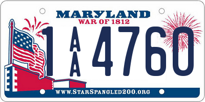 MD license plate 1AA4760