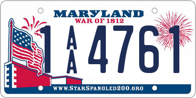 MD license plate 1AA4761