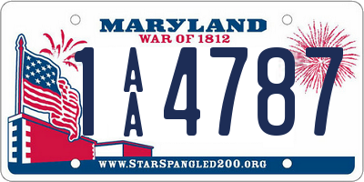 MD license plate 1AA4787