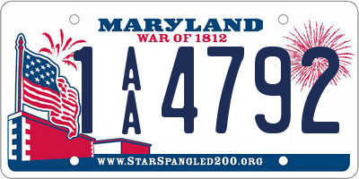 MD license plate 1AA4792