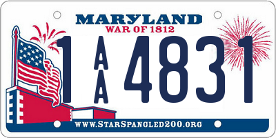 MD license plate 1AA4831