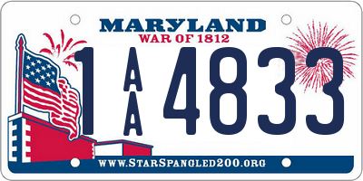 MD license plate 1AA4833