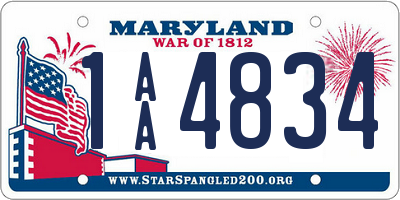 MD license plate 1AA4834