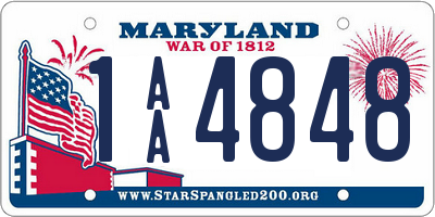 MD license plate 1AA4848