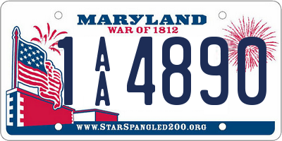 MD license plate 1AA4890