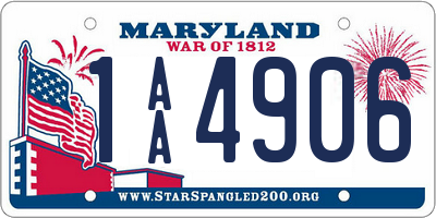 MD license plate 1AA4906