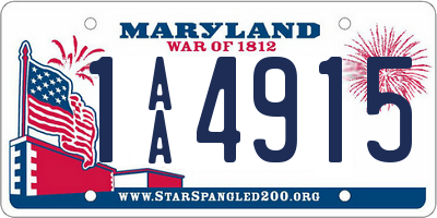 MD license plate 1AA4915