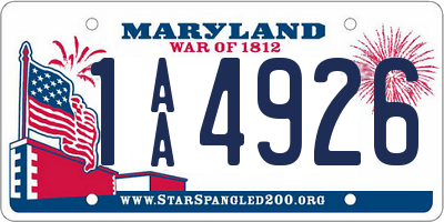 MD license plate 1AA4926
