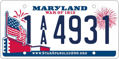 MD license plate 1AA4931