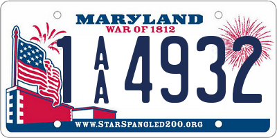 MD license plate 1AA4932