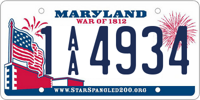 MD license plate 1AA4934