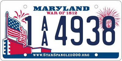 MD license plate 1AA4938