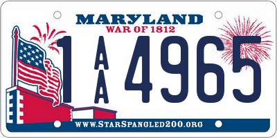 MD license plate 1AA4965