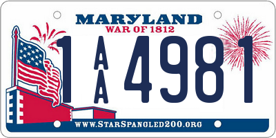 MD license plate 1AA4981