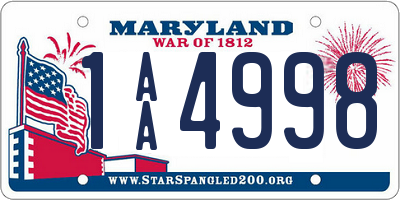 MD license plate 1AA4998