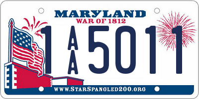MD license plate 1AA5011