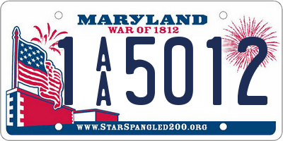 MD license plate 1AA5012