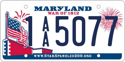 MD license plate 1AA5077